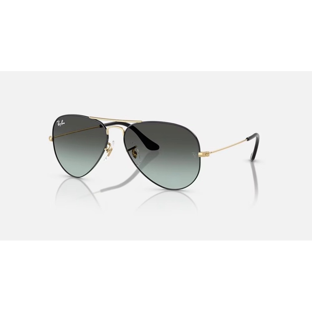 NEW Ray-Ban Aviator Large Metal Sunglasses Black Arista Blue Vintage Gradient